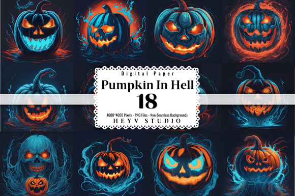 Download 18 Evil Pumpkin Horror Background Bundle - Premium Resources